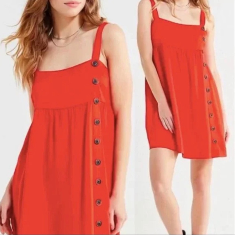 Urban Outfitters Red Lindsay Button-Front Mini Dress